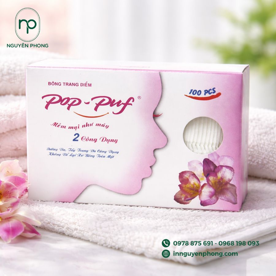 Mẫu hộp giấy đựng bông tẩy trang 
